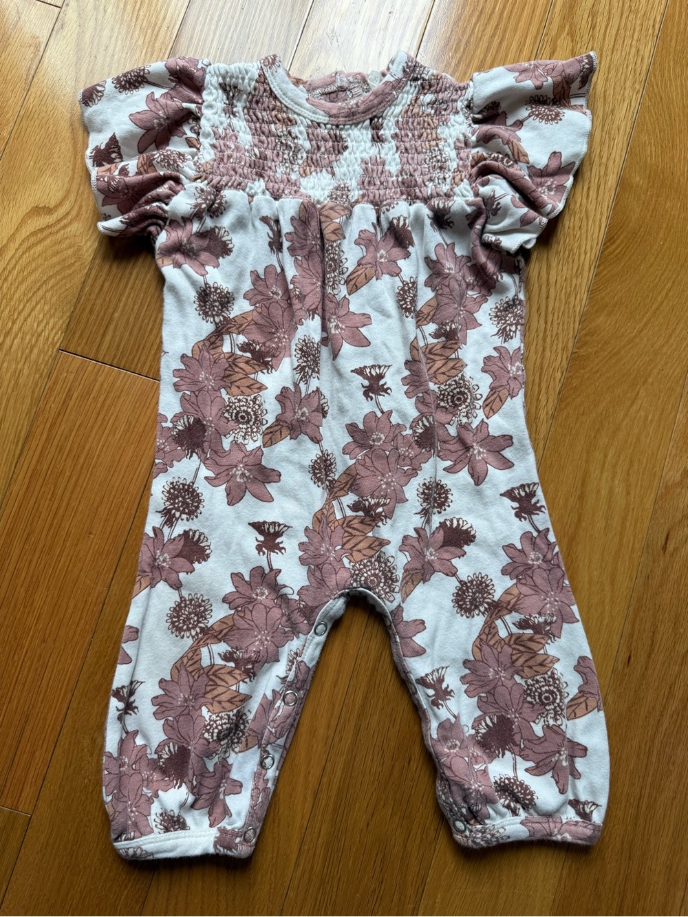 kate quinn Mauve Floral Smocked Romper